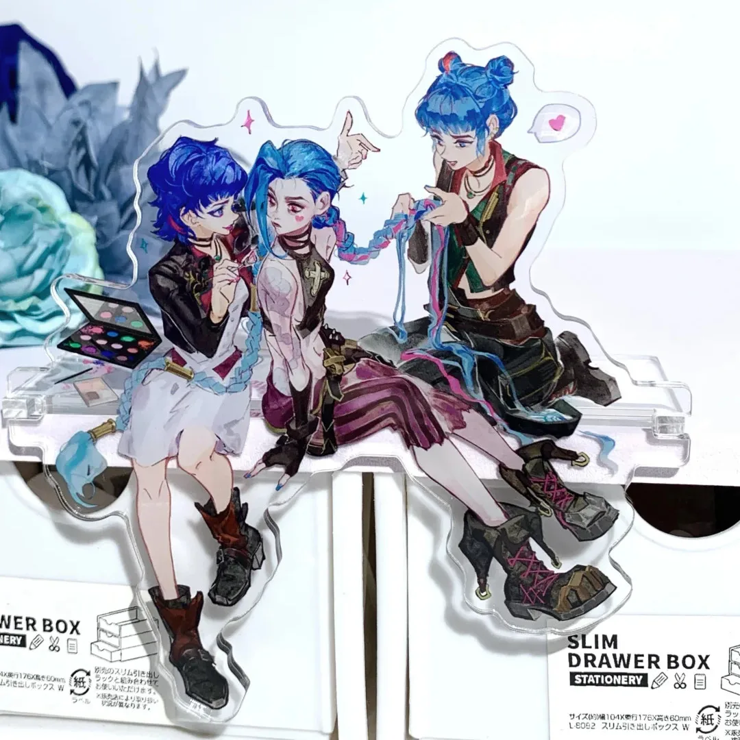 حامل أكريليك Jinx Arcane League of Legends ‌   الشكل عرض مجموعة السلع أنيمي مكتب الديكور زخرفة الإكسسوارات هدية