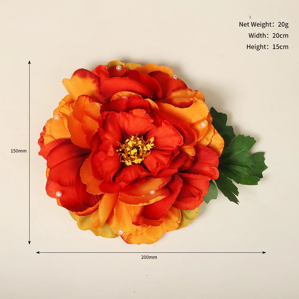 15cm large Fabric Blooming Rose Flower woman Hair Decorations & Brooch wedding party Hair Clip Bridal Wedding Hair Flower Studio image 5