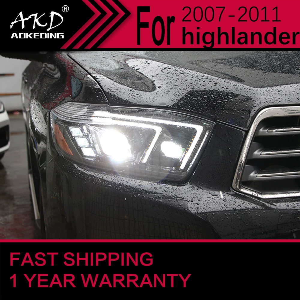 

Car Lights for Toyota Highlander LED Headlight 2007-2011 Highlander Head Lamp Drl Projector Lens Automotive Accessories