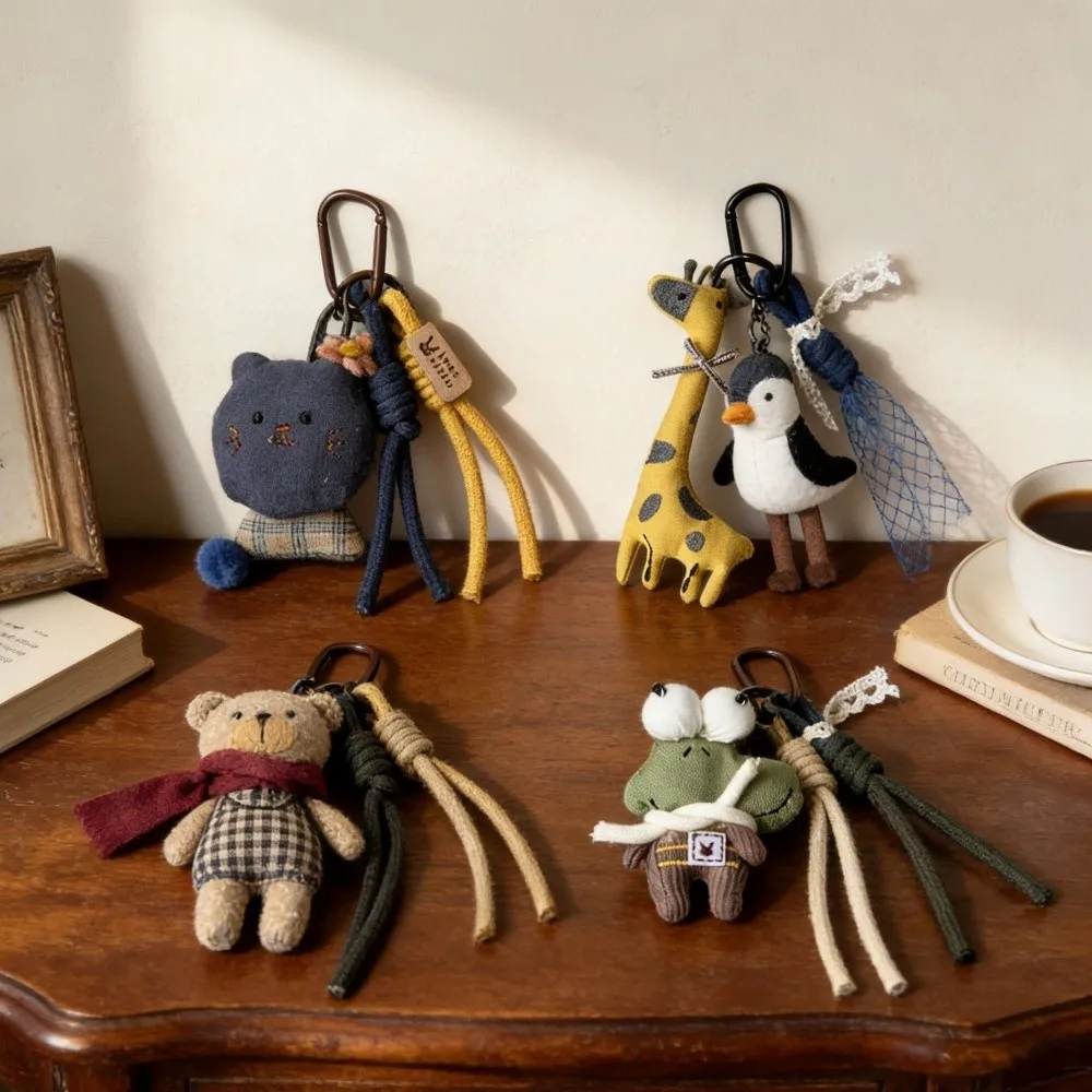 Cartoon Cartoon Doll Charm Braided Lanyard Forest-Style Lanyard Charm Handmade Soft Texture Vintage Bag Keychain Bag Decoration