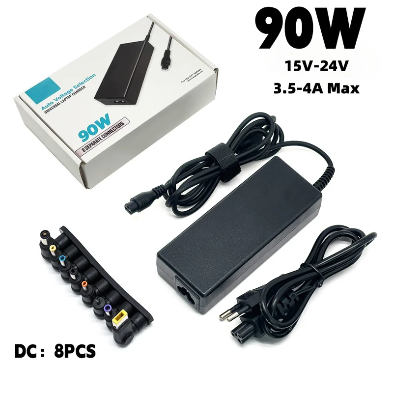 90W Multi-function Laptop Power Adapter 15V-24V 3.5A 4A Automatic Voltage Adjustment for Acer Lenovo Samsung HP Asus Charger