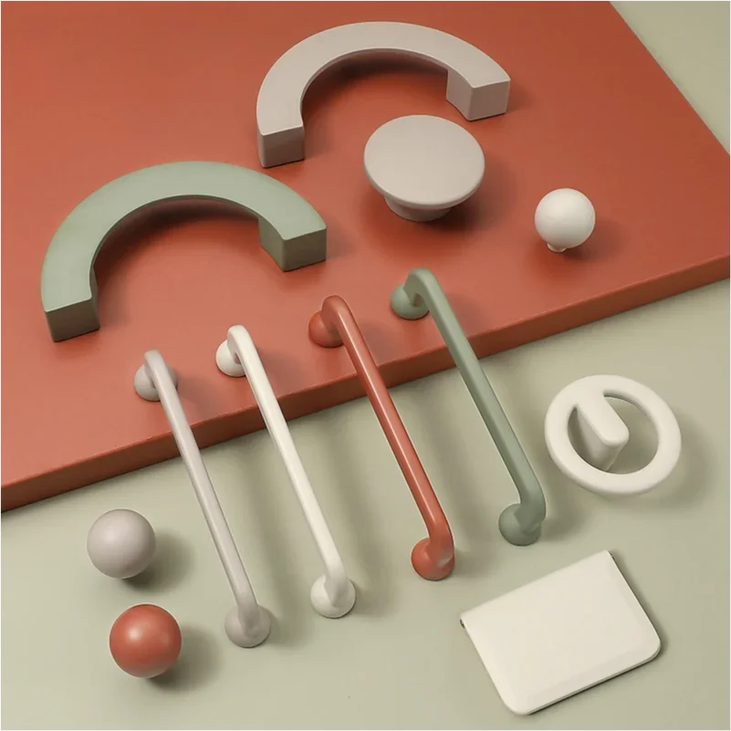 2PC Modern Minimalist Cream Cabinet Door Handle, Zinc Alloy Versatile Color Drawer Cabinet, Shoe Cabinet, Wardrobe Door Handle
