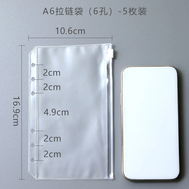 Transparent File Bags PVC Binder Pouch Folders Six Holes Storage Bag Documents Loose Leaf Zipper Pockets Clear Organizer