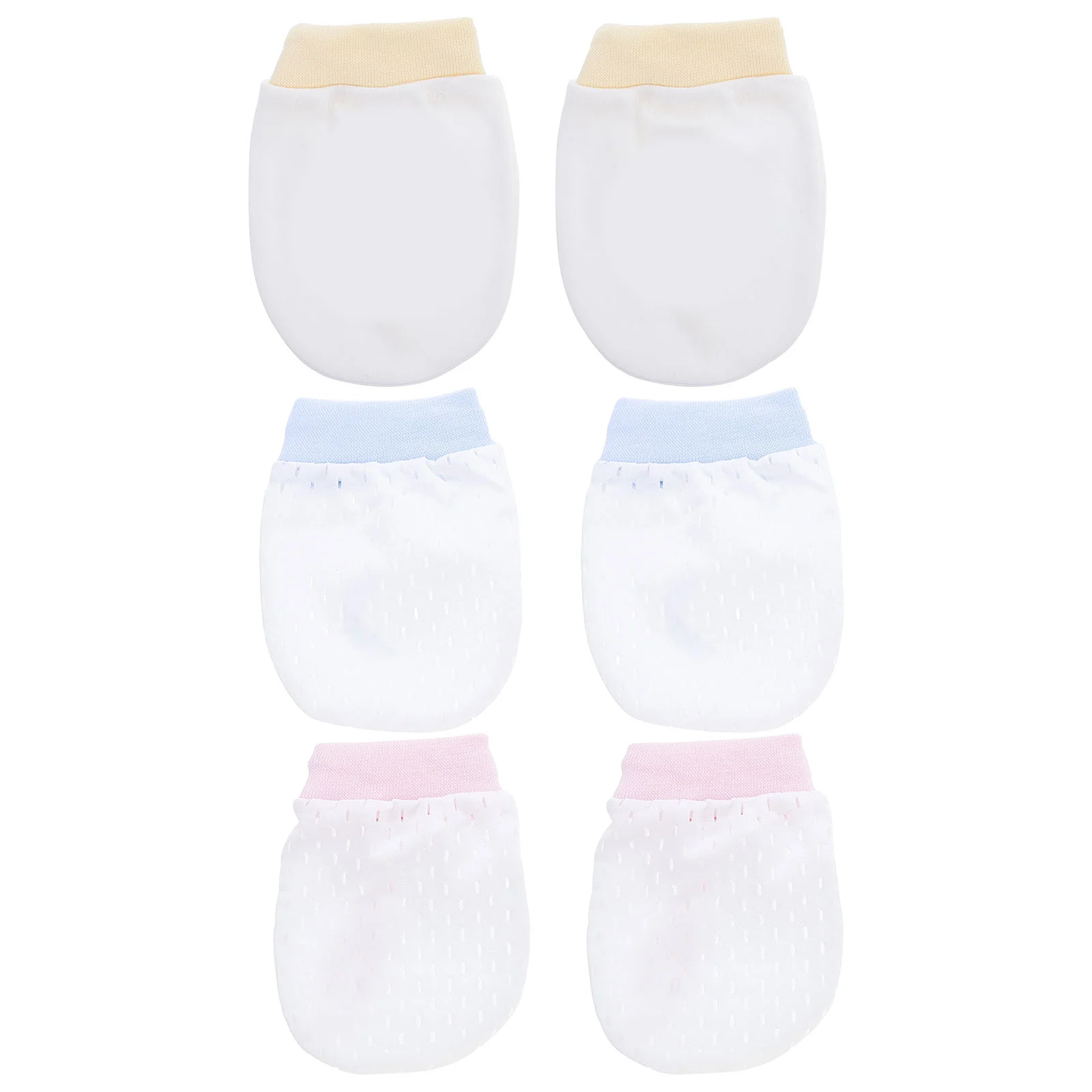 

3Pairs Baby Protective Gloves Anti-Scratch Face Mittens Soft Comfortable Breathable Mesh Design Adjustable Size No Scratch