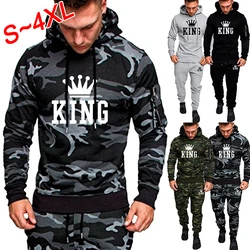 Heren Sportpak Mode Camouflage Sportkleding Jogging Pak Tweedelig Camouflage Bedrukt Hoodie Set Capuchon + Sportbroek Set