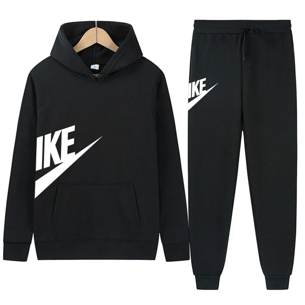 Winter heren- en damesmodemerk wol warm sportpak met lange mouwen vrije tijd fitness jogging hoodie + casual broek 2-delige set