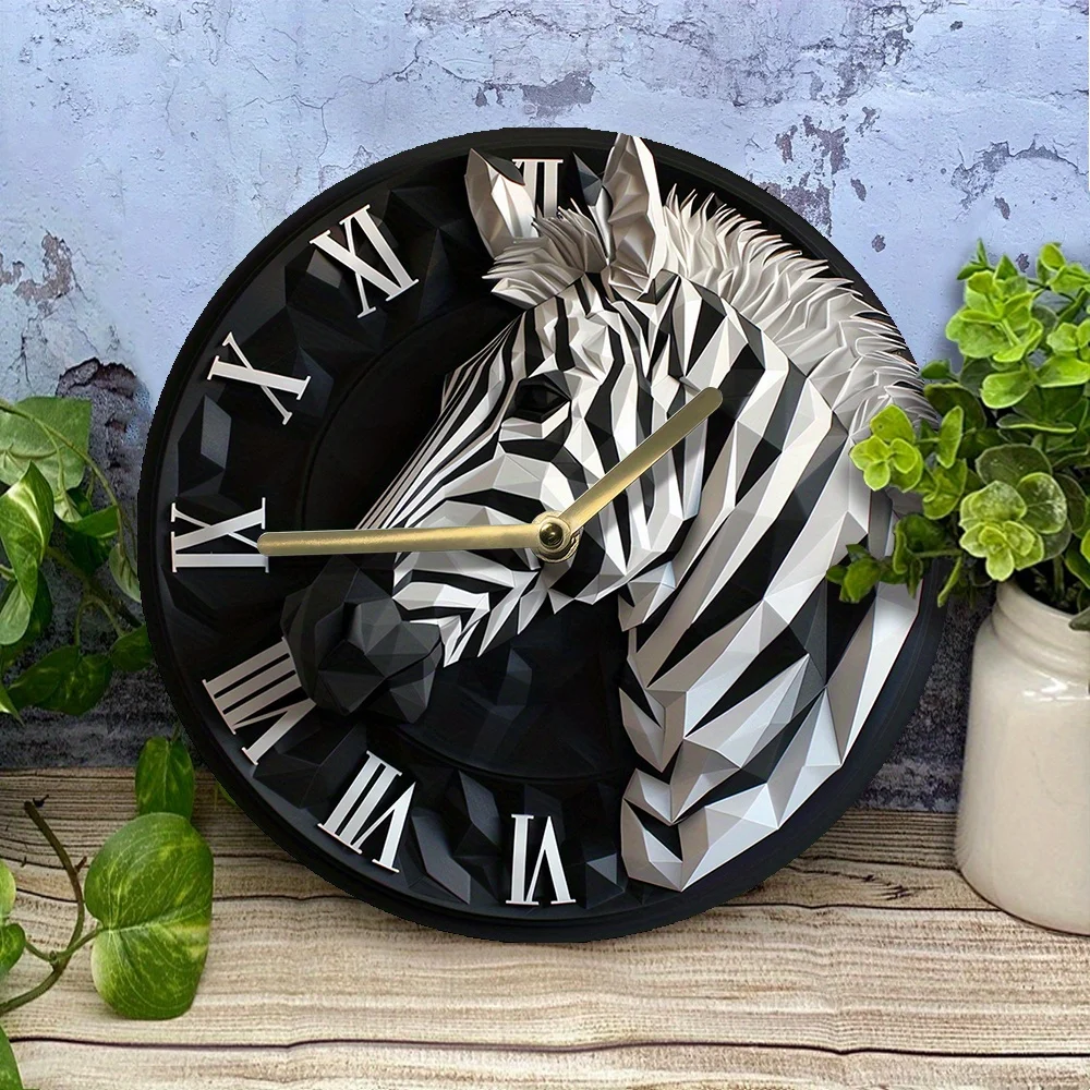 

"Contemporary Design" Elegant Zebra-Themed Silent Wall Clock - Aluminum, Ideal For Office & Home Decor