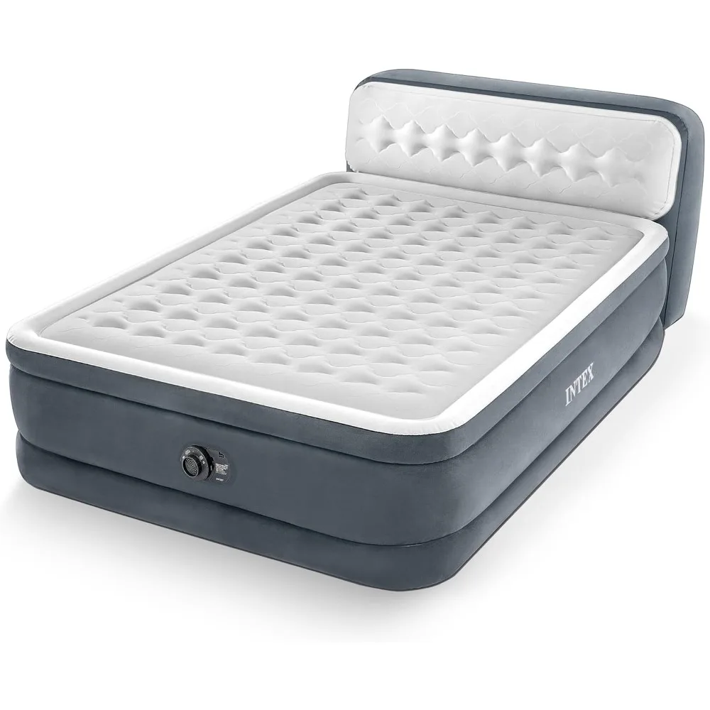 

Dura-Beam Deluxe Ultra Plush Air Mattress with Headboard: Fiber-Tech – Queen Size – Built-in Electric Pump