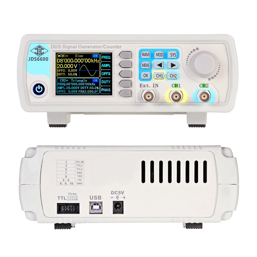 

JDS6600 15/30/40/50/60MHz DDS Function Signal Generator Dual/2-Channel Frequency Meter Arbitrary Waveform Pulse Sweep Counter