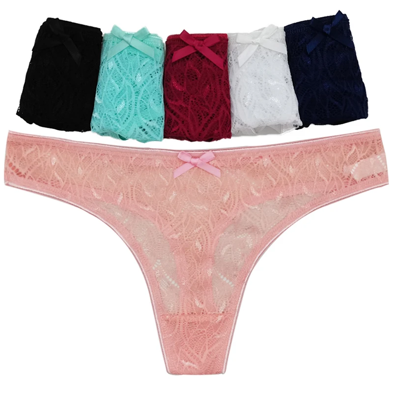3PCS Low Waist Sexy Lace Panties Hollow Out G-Strings Female Solid Color Thongs Underwear Women Sexy Underpants Intimates