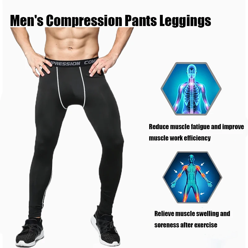 Basketball Running, Black Baselayer Sports Tights for Men ,Men's Compression Pants Athletic Leggings Workout Sports Yoga