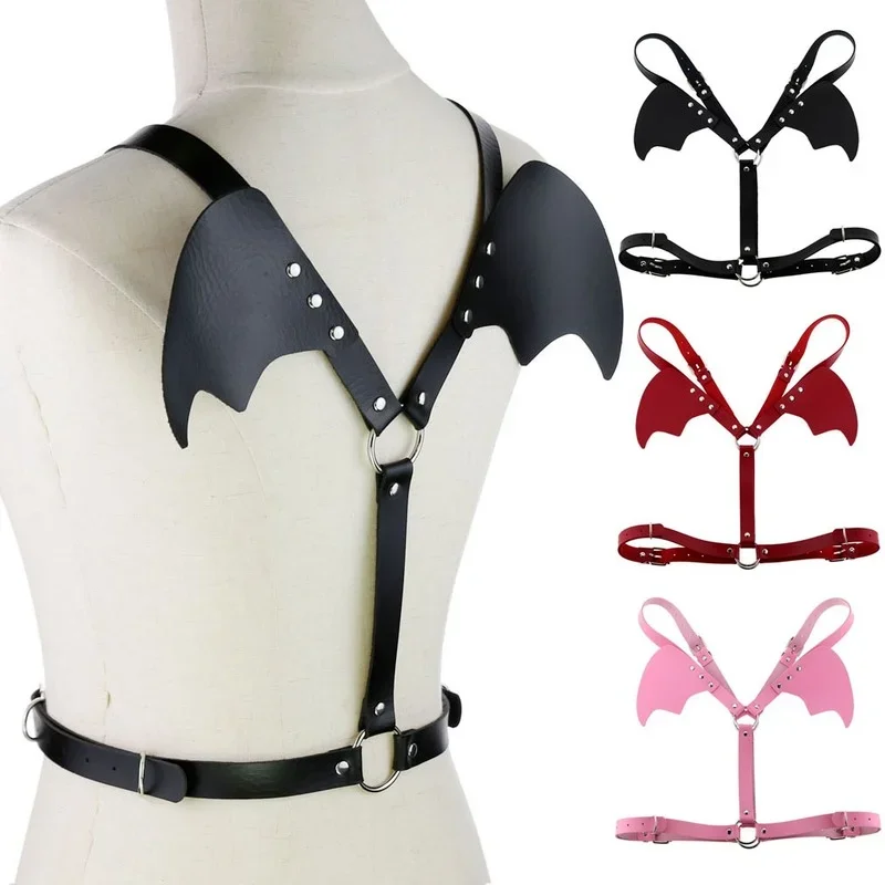 

Bat Wings Punk Leather Harness Bondage Halterneck Gothic Waist Shoulder Necklaces Sexy Party Cosplay Anime Jewelry Gifts