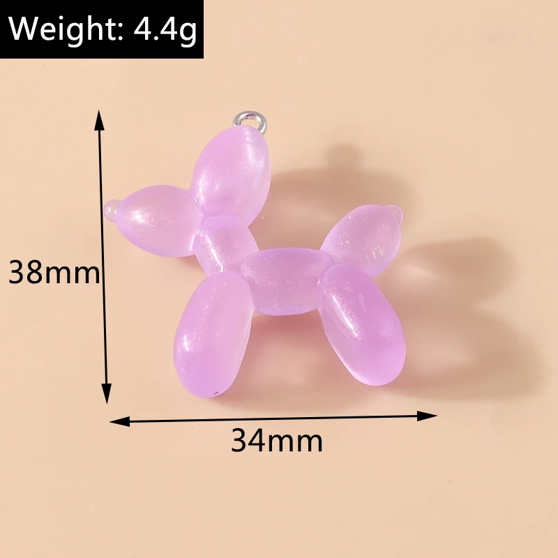 10Pcs 34*38mm Resin Cute Colorful Balloon Dog Charms for Earring Bracelet Necklace Lovely Pendant Handmade Jewelry Making