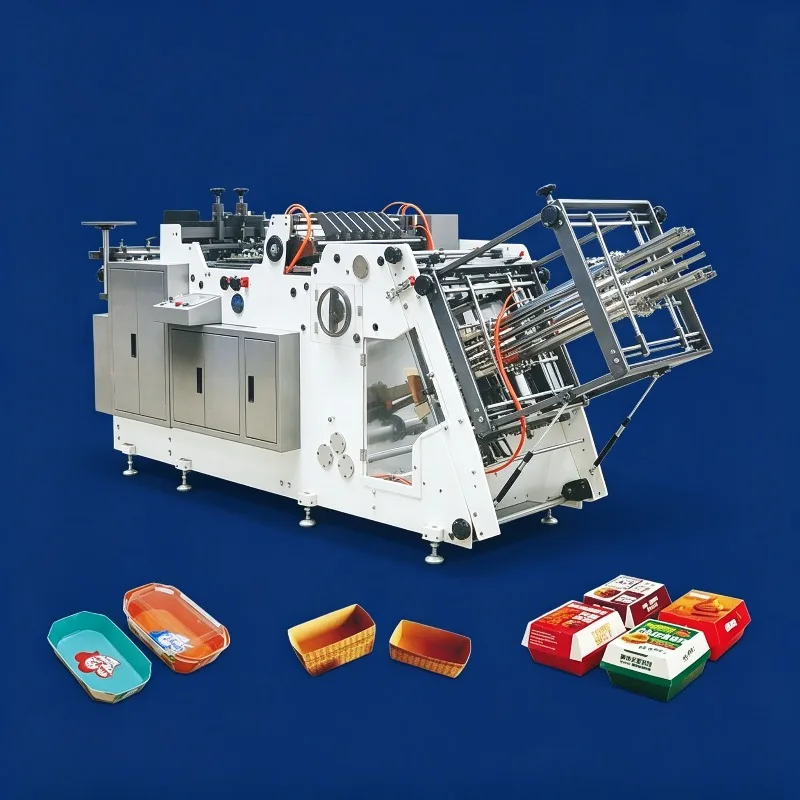 CE Certified Automatic Paper Food Box Making Machine for Burger Hamburger Pizza Cake Lunch Box Carton Packaging Equipment