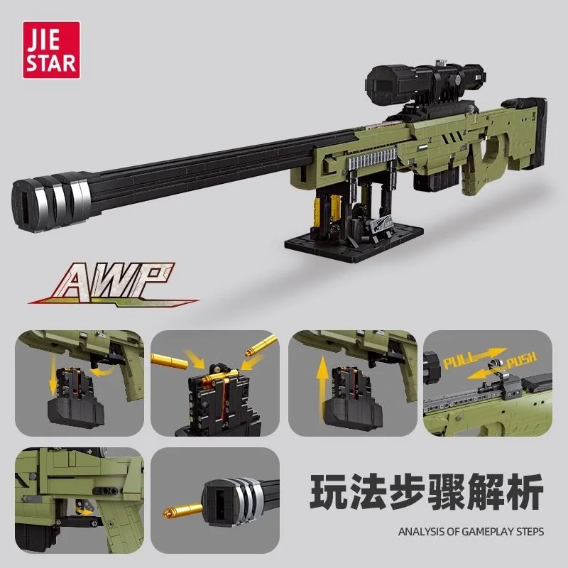 58022 Sniper rifle model figurine Block Gun Series Type Creative Bricks Decoraiton Toys For Children Adult Gifts static Boy's Gi