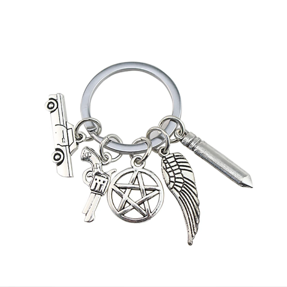 Fashion Movie Supernatural Keychain Dean Sun Pendant Keychain Retaining Ring Unisex Pentagram Metal Keychain - view 5