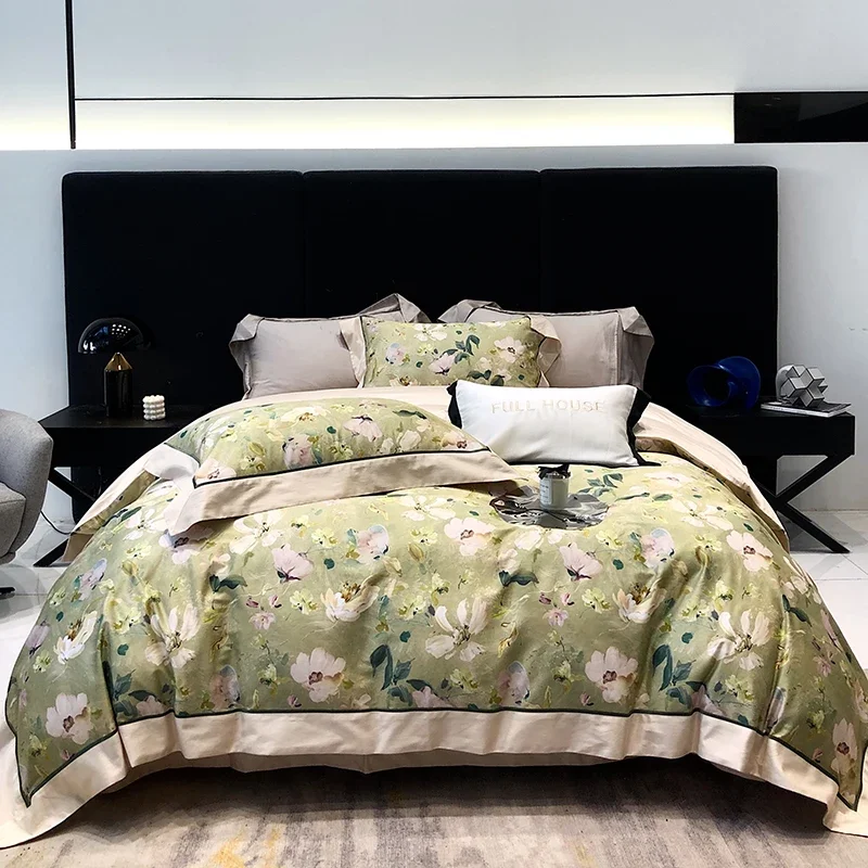 Bedding Sets Luxury Egyptian Cotton Home Textile Digital printing Wide edge Quilt/Duvet Cover BesSheet Linen Pillowcases