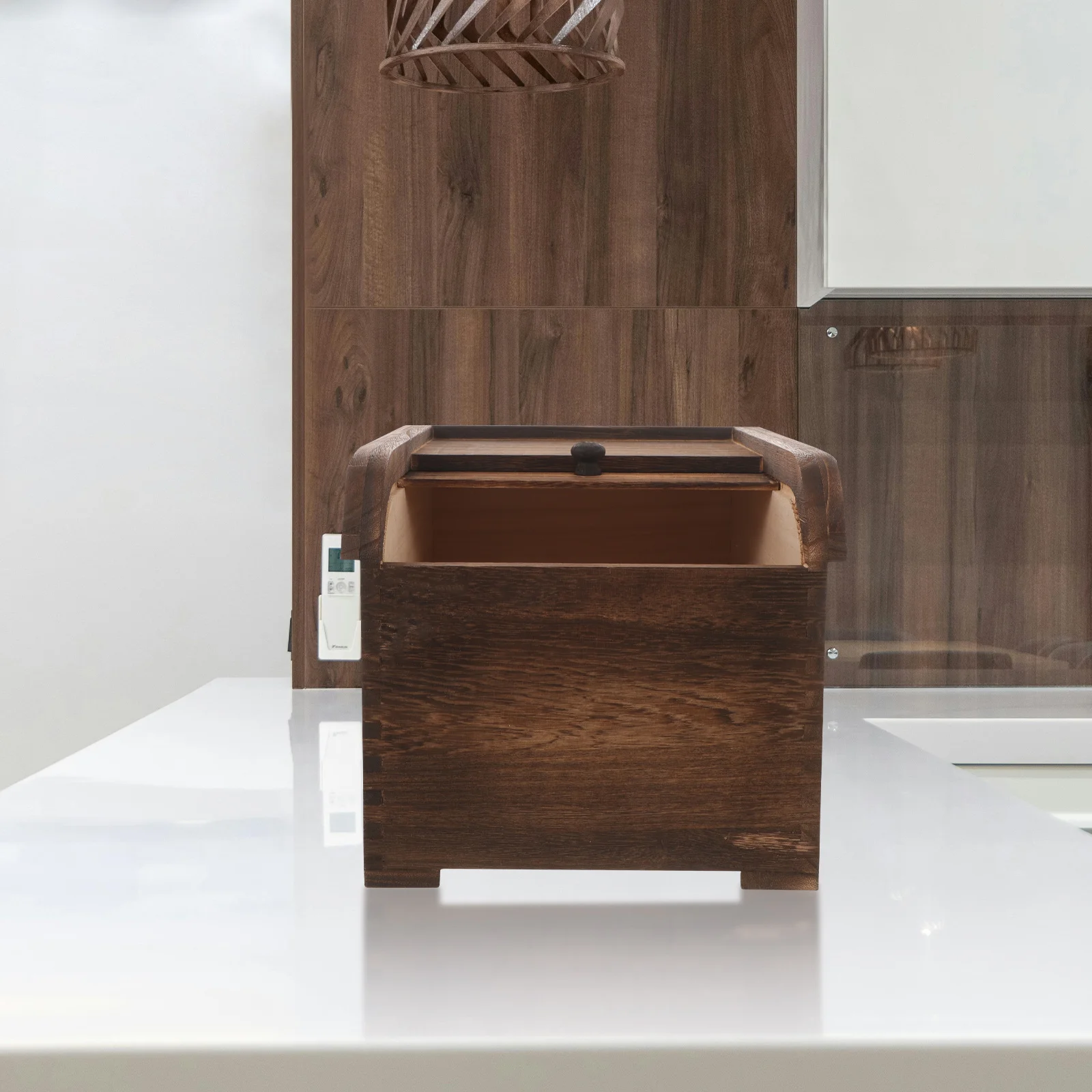 

Wood Food Container for Rice Storage with Lid Large Capacity Kitchen Storage Organization Bucket for Grains Beans