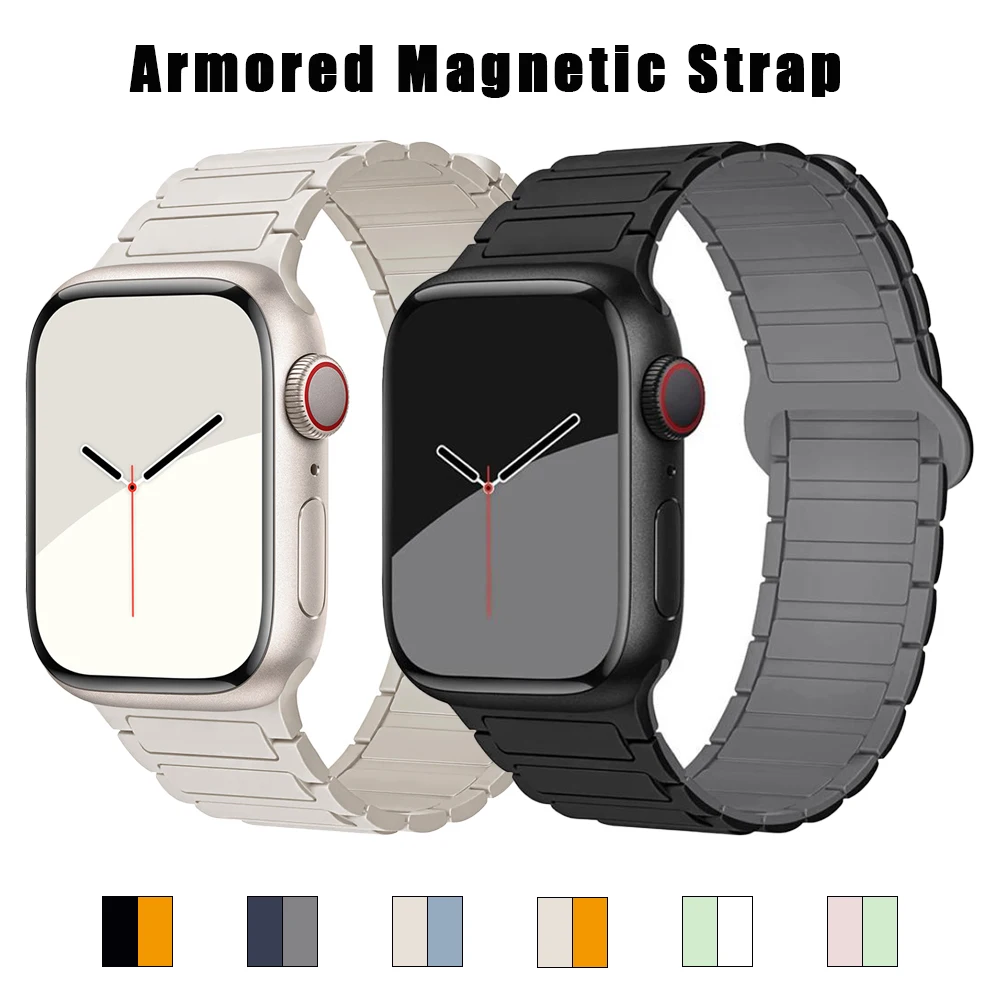 

Anti-Drop Magnetic Strap for Apple Watch 10 Ultra Band 46mm 42mm 49/44mm 40mm 41mm 45mm Silicone Bracelet iWatch Series 9 8 SE 7