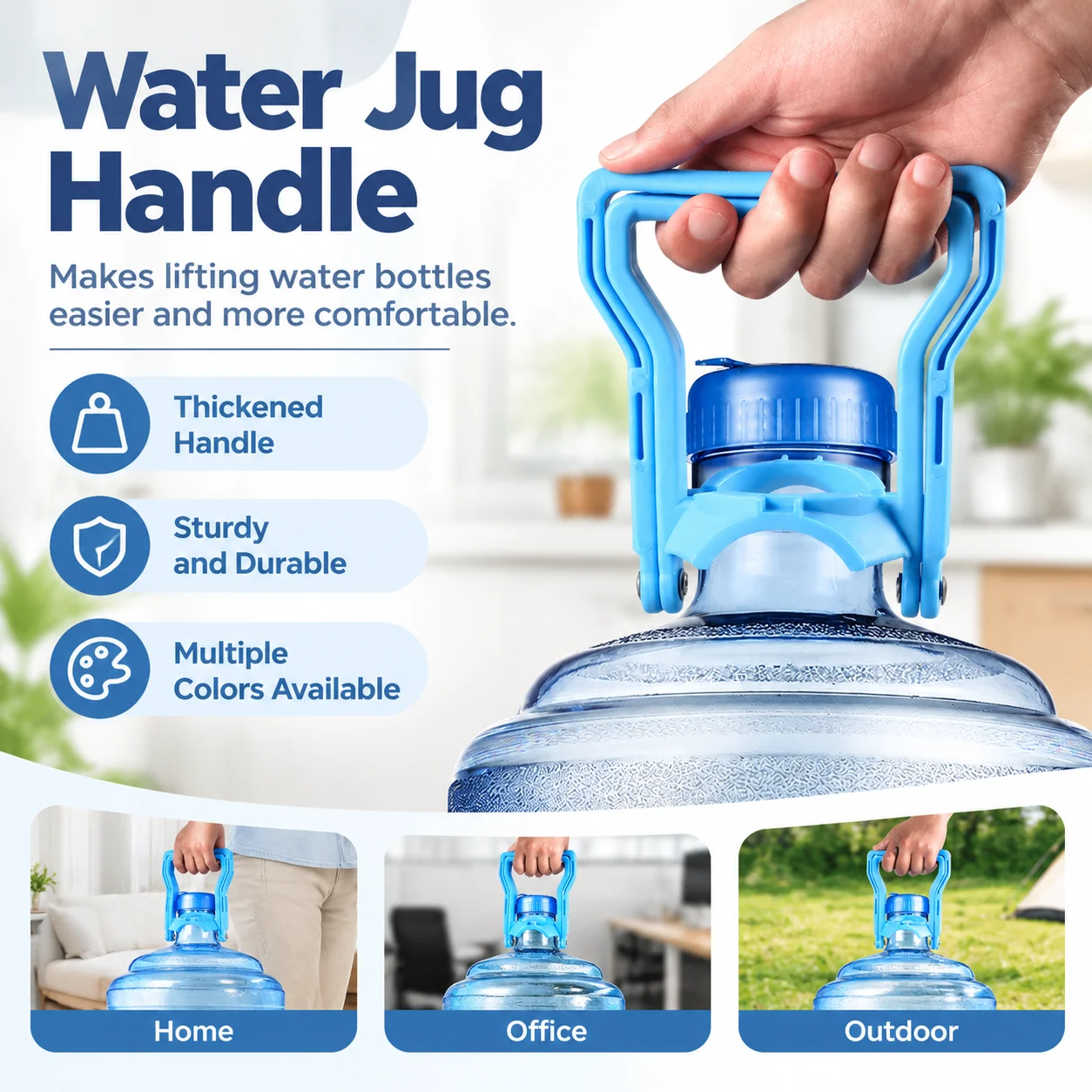 Water Jug Lifting Ring Ergonomic Water Bottle Carry Handle for Home Office Dispenser Heavy Duty Plastic Grip Durable