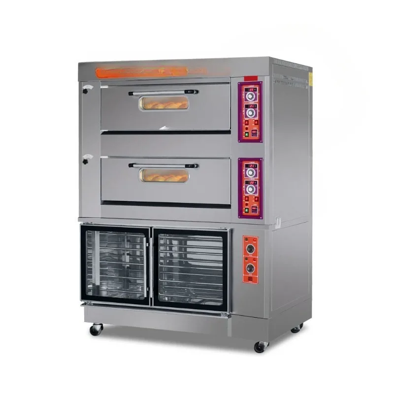 Four plates of gas oven on the second floor, with ten plates of electric heating wake-up cabinet, liquefied gas baking oven