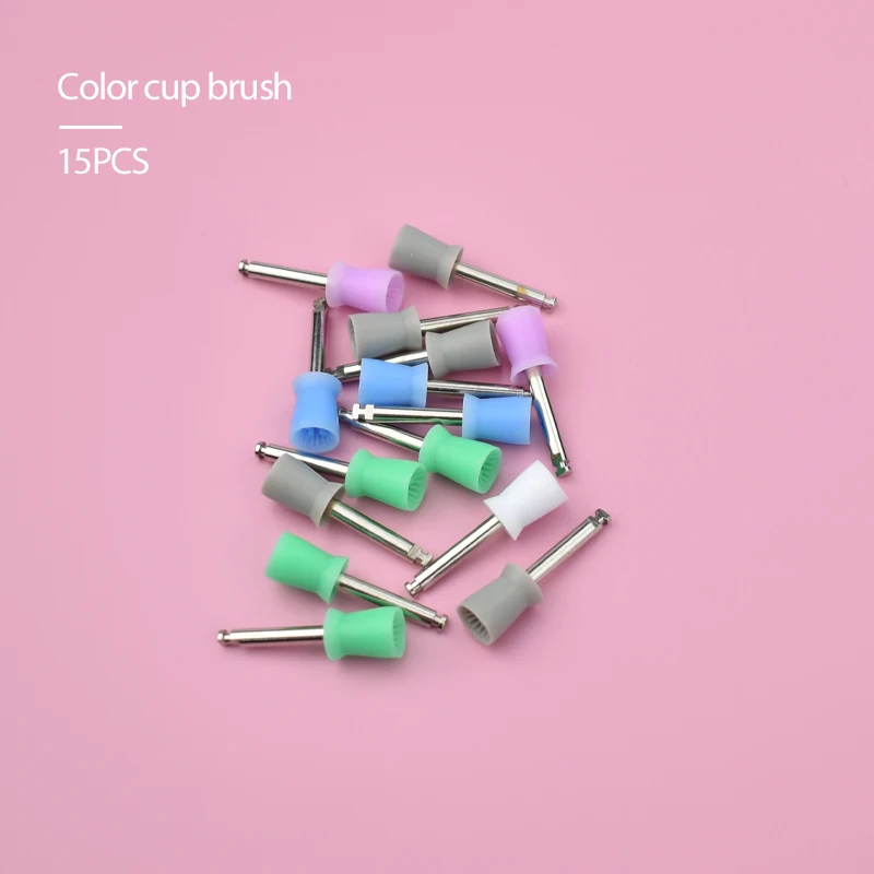 Juego de tazas de pulido Dental desechables, cepillo de pulido de baja velocidad, cabeza plana afilada con forma de tazón, Contra ángulo, 90 piezas