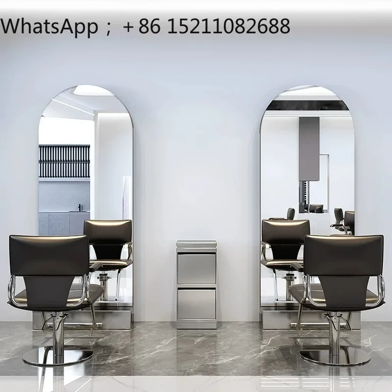 SCY barber shop mirror table, single and double-sided floor mirror, special hair cutting mirror for hair salon