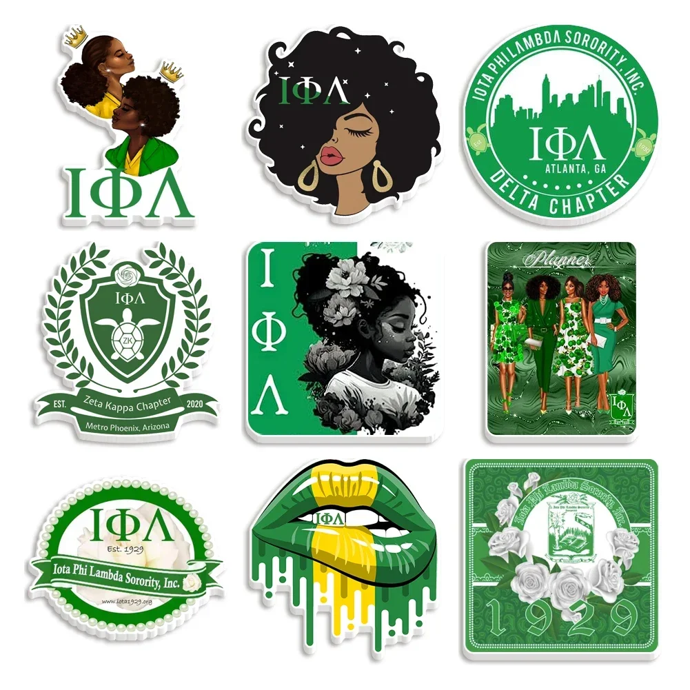 10pcs/Lot Hot Sale Iota Phi Lambda Sorority Green Resin Planar Clear Acrylic Glitter Acrylic For DIY Gift Crafts Accessories