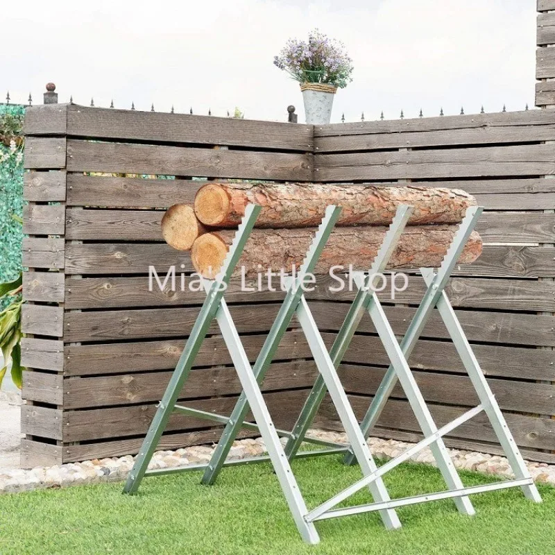 Foldable Sawhorse, Wood Stacking Brackets, Log Cutting Stand with 8 Teeth, Gardening Tool for Pole Saw Pruning