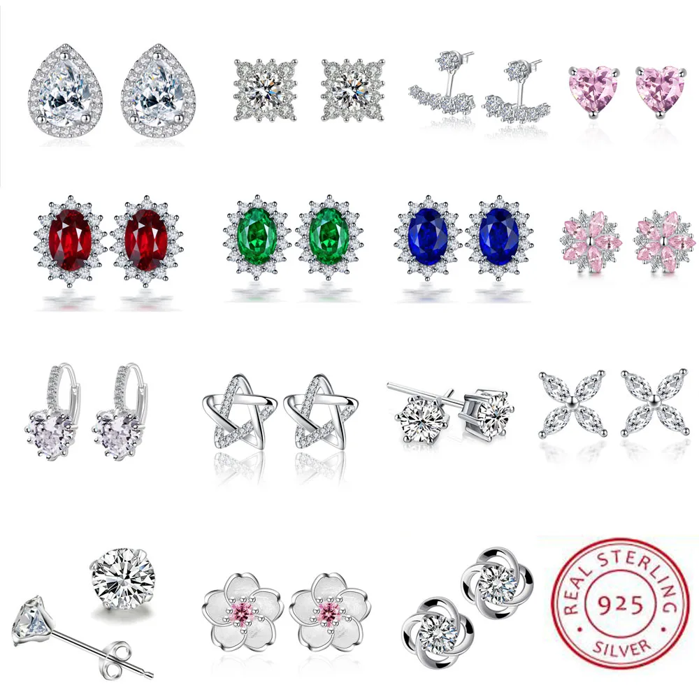 Новинка 2023, серьги-гвоздики из стерлингового серебра 925 пробы с цирконом AAA, высокое качество для женщин, свадебные ювелирные аксессуары, подарок на вечеринку