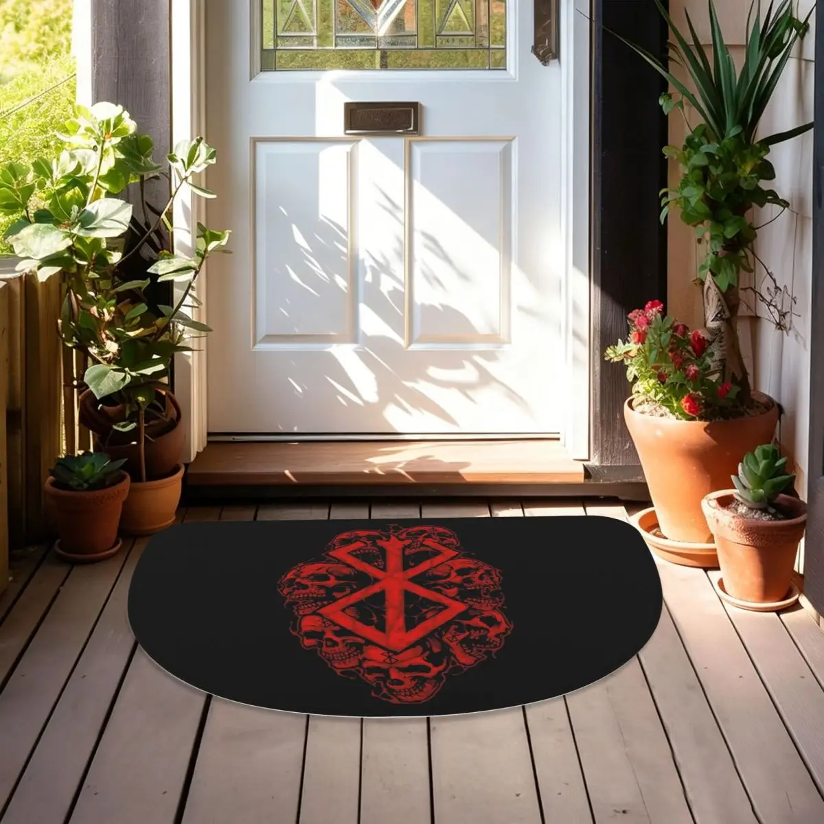 Berserk Sacrifice Mark Demon Sword And Magic Flannel Half Round Doormat Non Slip Bathroom Mat Absorbent Floor Carpet for Home