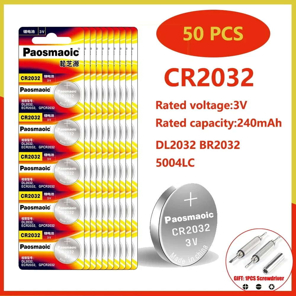 الأصلي KCR2032 CR2032 3 فولت بطارية ليثيوم 2-10 قطعة DL2032 BR2032 5004LC 2032 للساعة ، العاب ، مفتاح السيارة ، آلة حاسبة + مفك البراغي