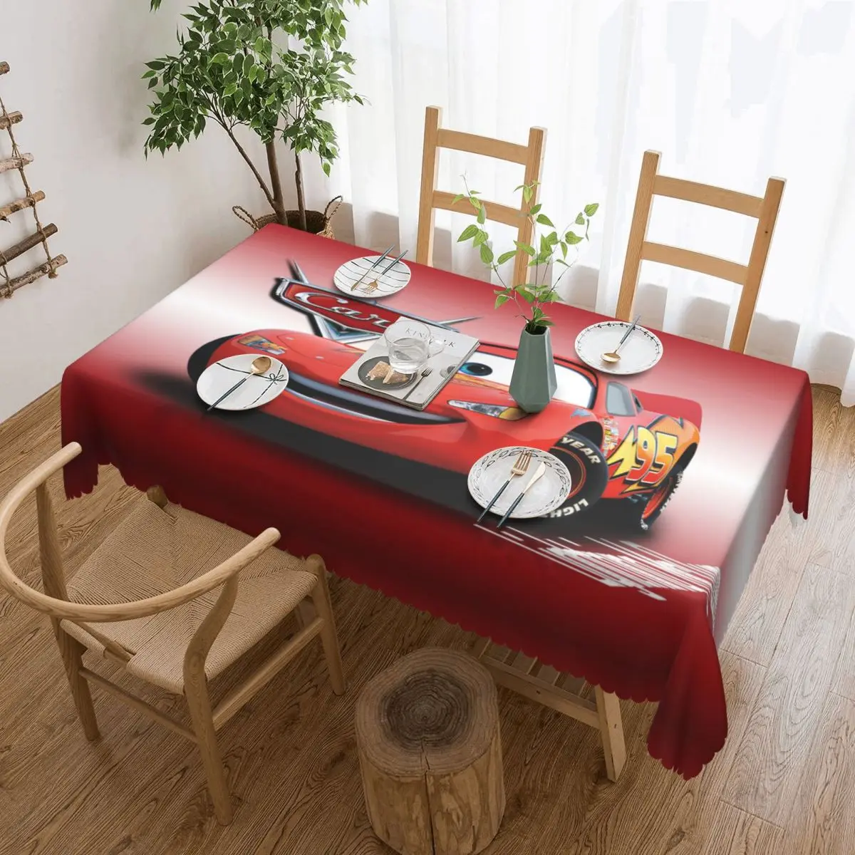 

Custom Rectangular Waterproof Lighting McQueen Table Cover Cartoon Table Cloth Tablecloth for Dining