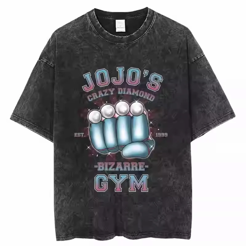 

Аниме Jojo Fantastic Adventure American High Street Washed Old футболка с короткими рукавами мужская летняя свободная футболка в стиле хип-хоп для пары