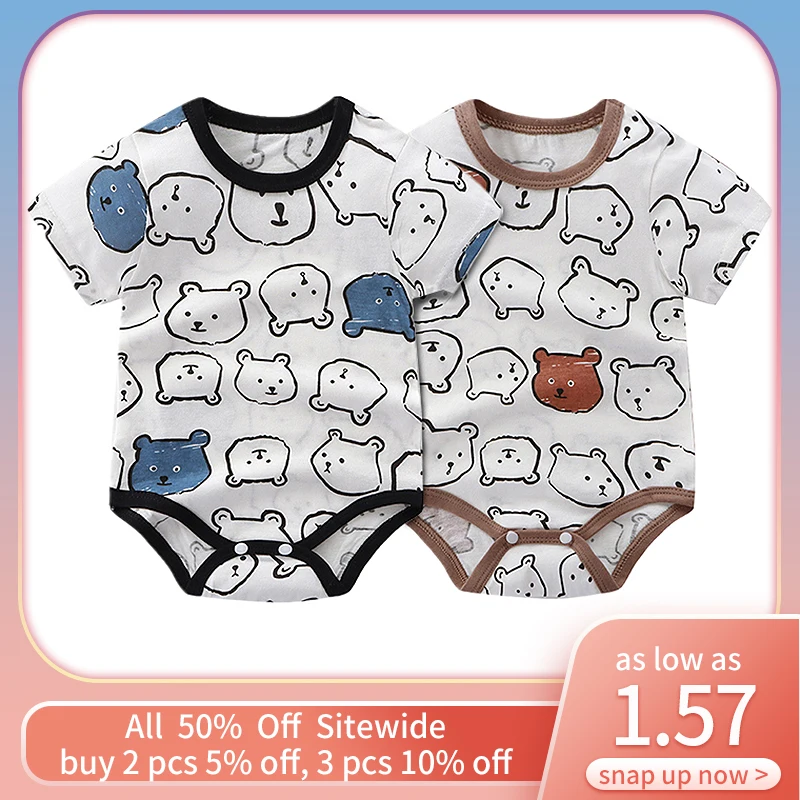 Cartoon Bear Baby Romper Infant Summer Thin Clothes Toddler Soft Cotton Short Sleeve One Piece Outfits Newborn Bodysuit 바디슈트한조각