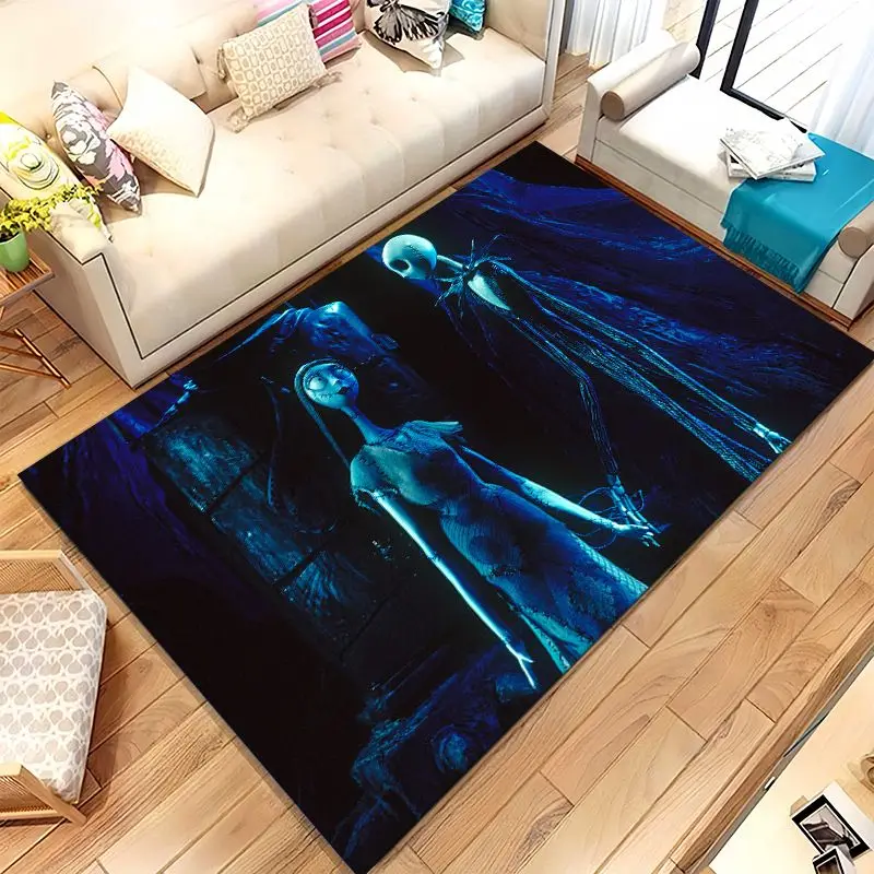 Tapis antidérapant de style dessin animé « Le cauchemar avant Noël », motif Jack, pour Halloween, idéal pour le salon, la chambre à coucher, ou comme tapis pour canapé, pour la décoration intérieure.