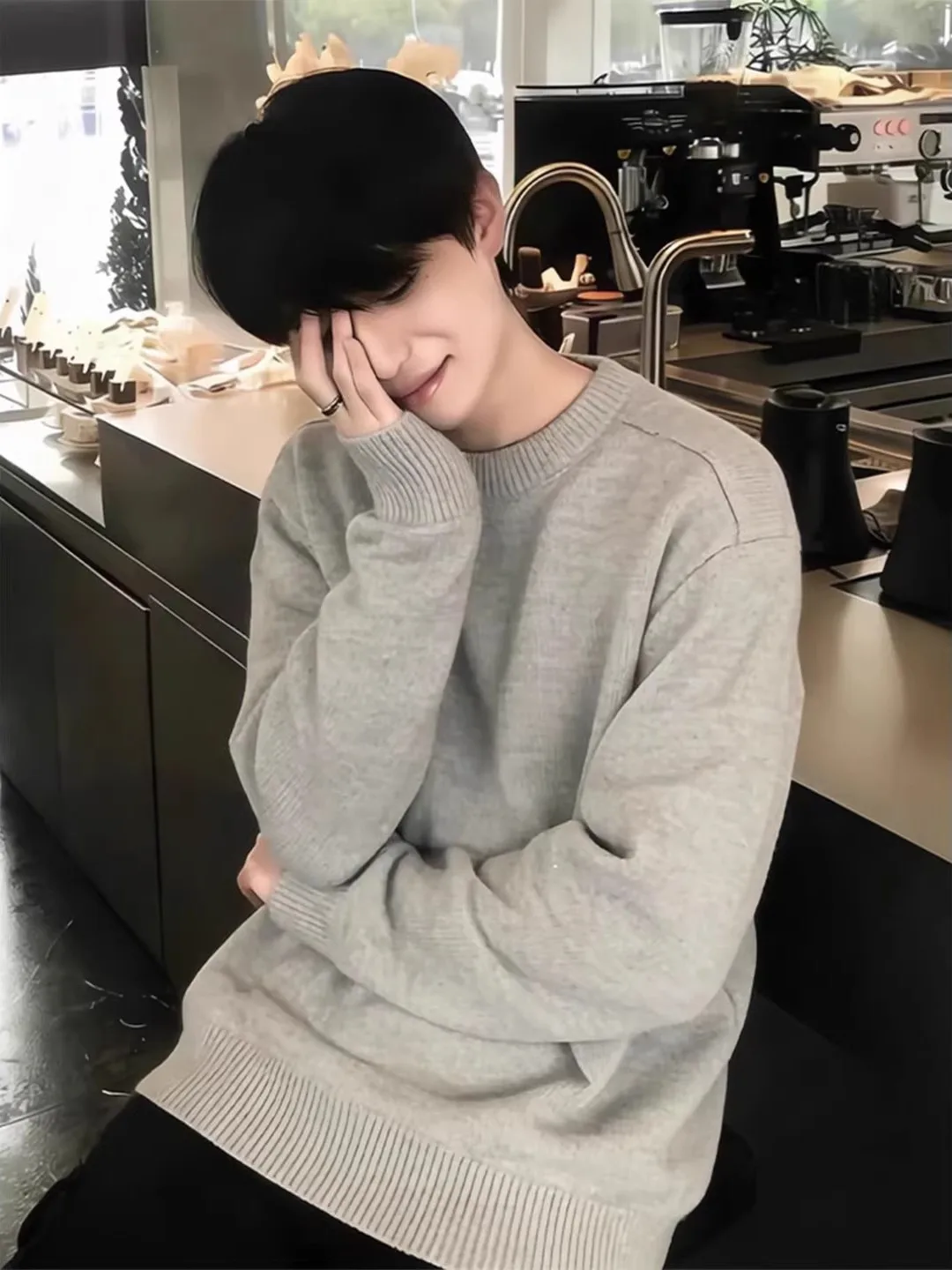 

Мужской зимний свитер с круглым вырезом, утепленный флисом, плотный, свободного кроя, с длинными рукавами, в американском стиле