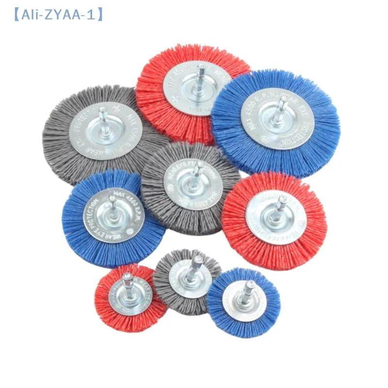 【ZYAA-1】For Drill Rotary Tool Remove Rust/Corrosion/Paint Nylon Abrasive Brush Grit 80/120/180/240 Flat AbrasiveBrush 1/4