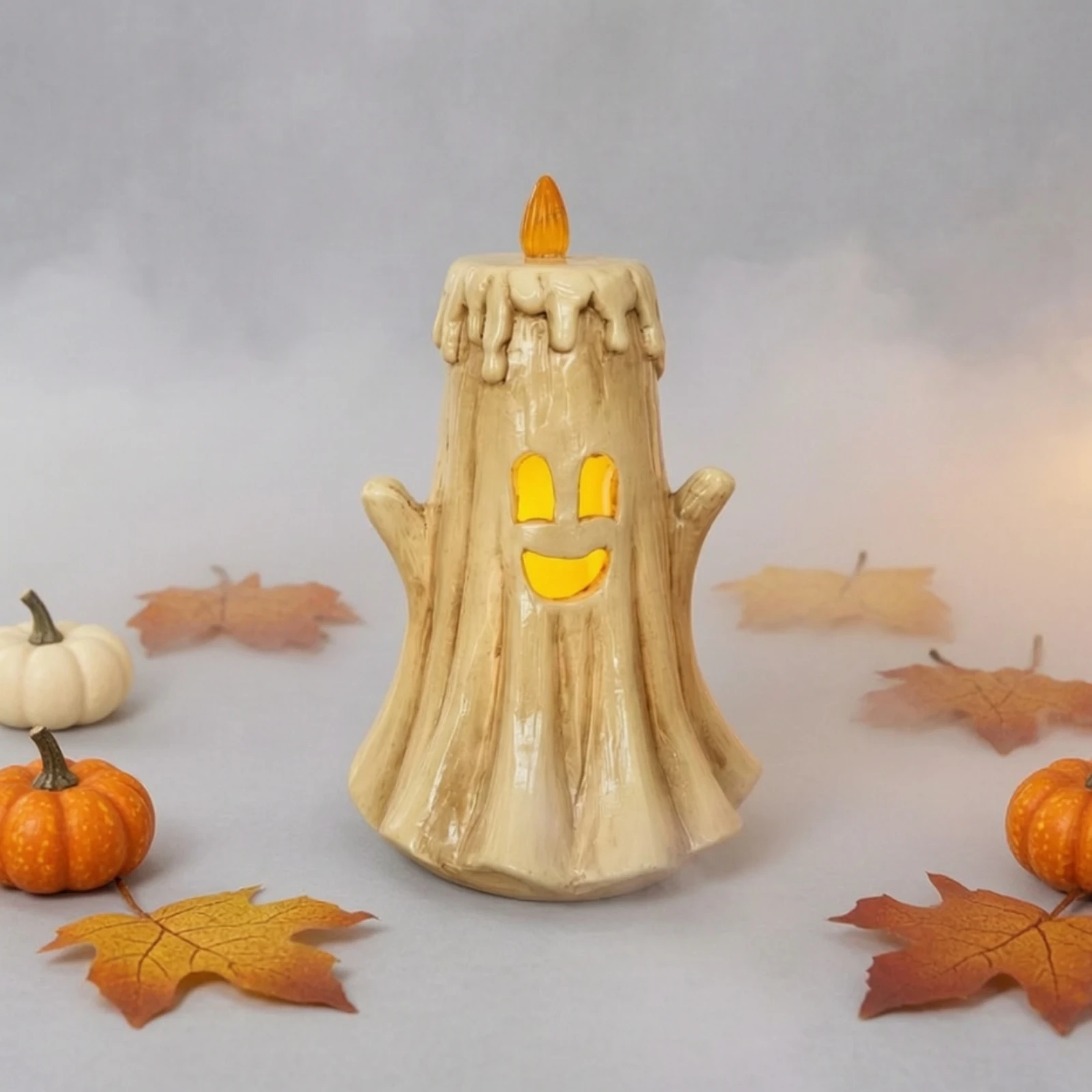 Ghost-Shaped Candle Light Spooky Resin Ghost Candle Holder Home Decoration Artisanal Ornament Whimsical