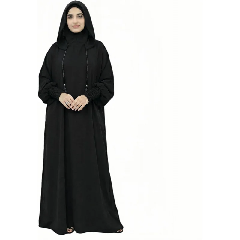

Abaya Muslim Dress Women Prayer Dress Long Sleeve Hooded Loose Maxi Dress Arabian Dubai Islamic Clothes