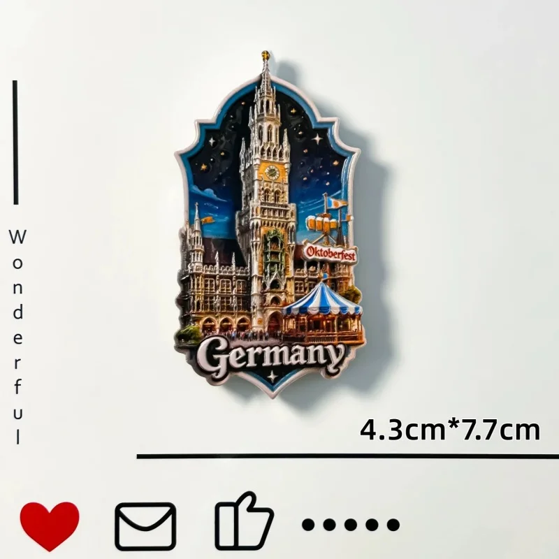 European Germany Tourist Fridge Magnet Neuschwanstein Frankfurt Hamburg 3D Embossed Refrigerator Souvenir Decor Gift