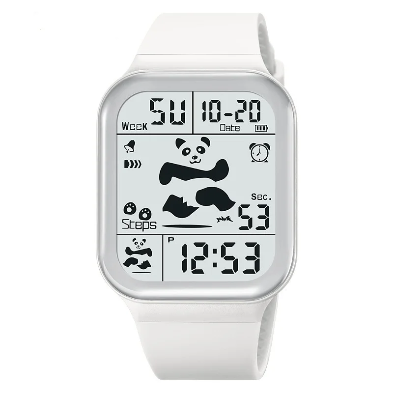 Trendy Cool Panda Pattern LED Light Display Digital Watches Children Casual Stopwatch Kids Waterproof Shockproof Wristwatch