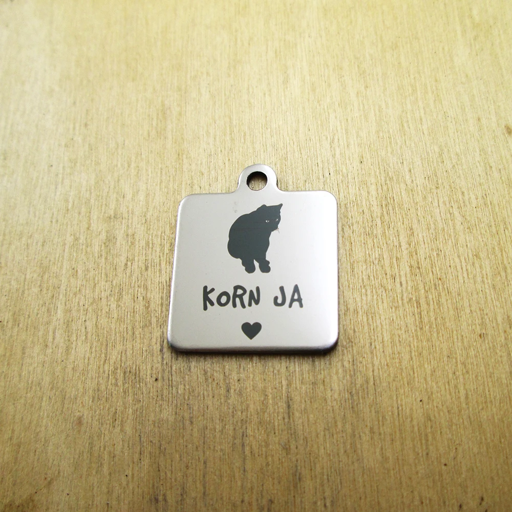 20pcs--Korn Ja pet mimi stainless steel charms Laser Engraved DIY Charms Pendants