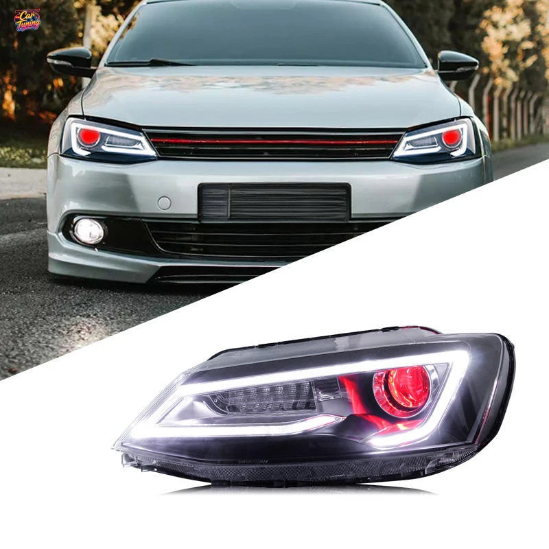 Suitable for Volkswagen New Sagitar headlight assembly modification to Audi A5 style LED daytime running lights, bi-xenon lenses