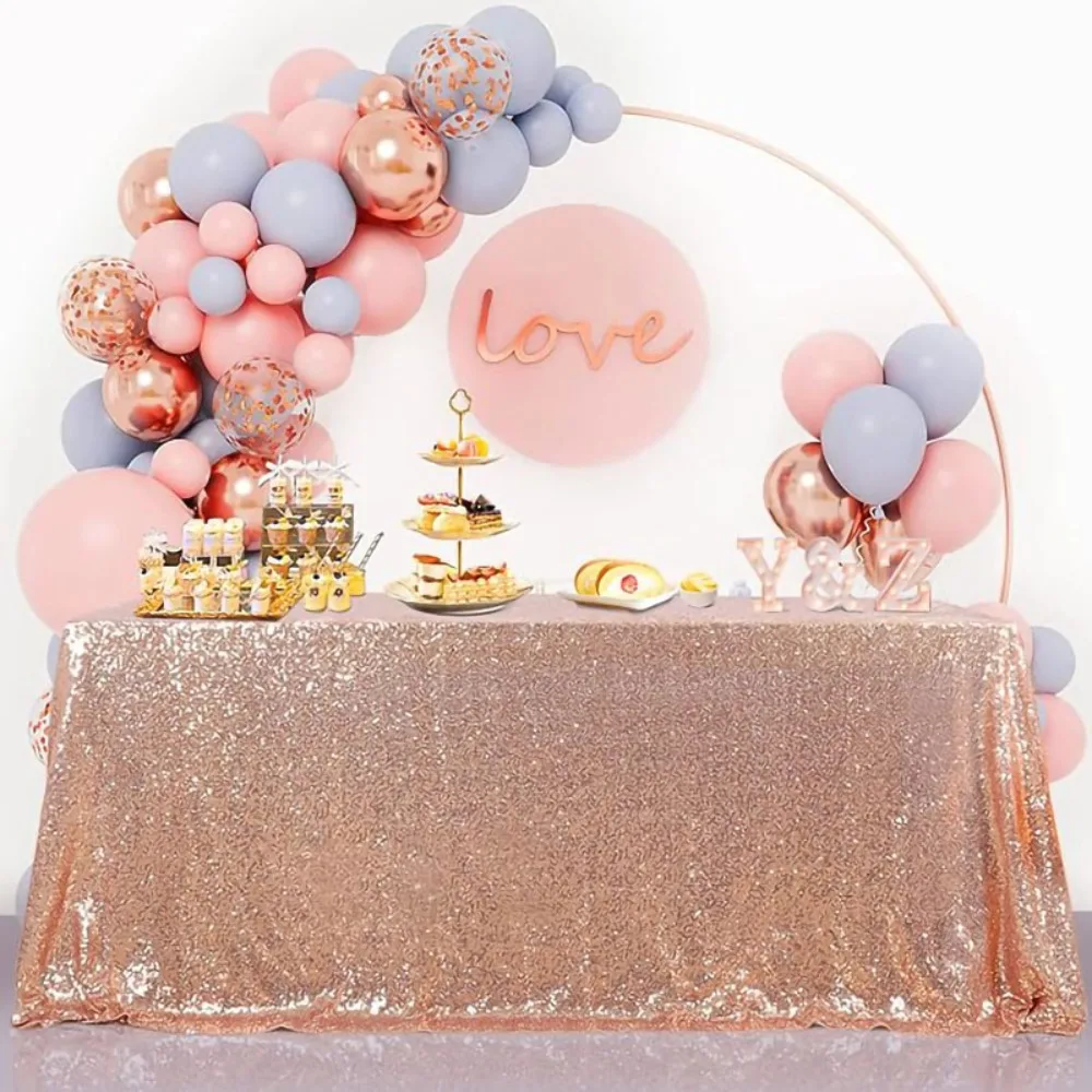 

Creative Rectangular Party Sequin Tablecloth Solid Color Sparkling Table Linen Polyester Dinner Table Cover Hotel