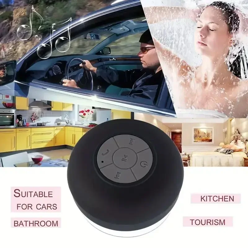 Mini haut-parleur Bluetooth portable, haut-parleur Bluetooth, microphone intégré, ventouse injuste, cadeau de douche de téléphone