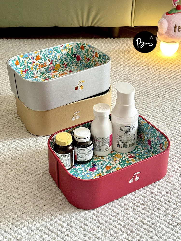 Cherry Shaped Girls Makeup Storage Box Cute Snack Organizer Hairpin Holder Desktop Arrangement Essential Family Storage Tool