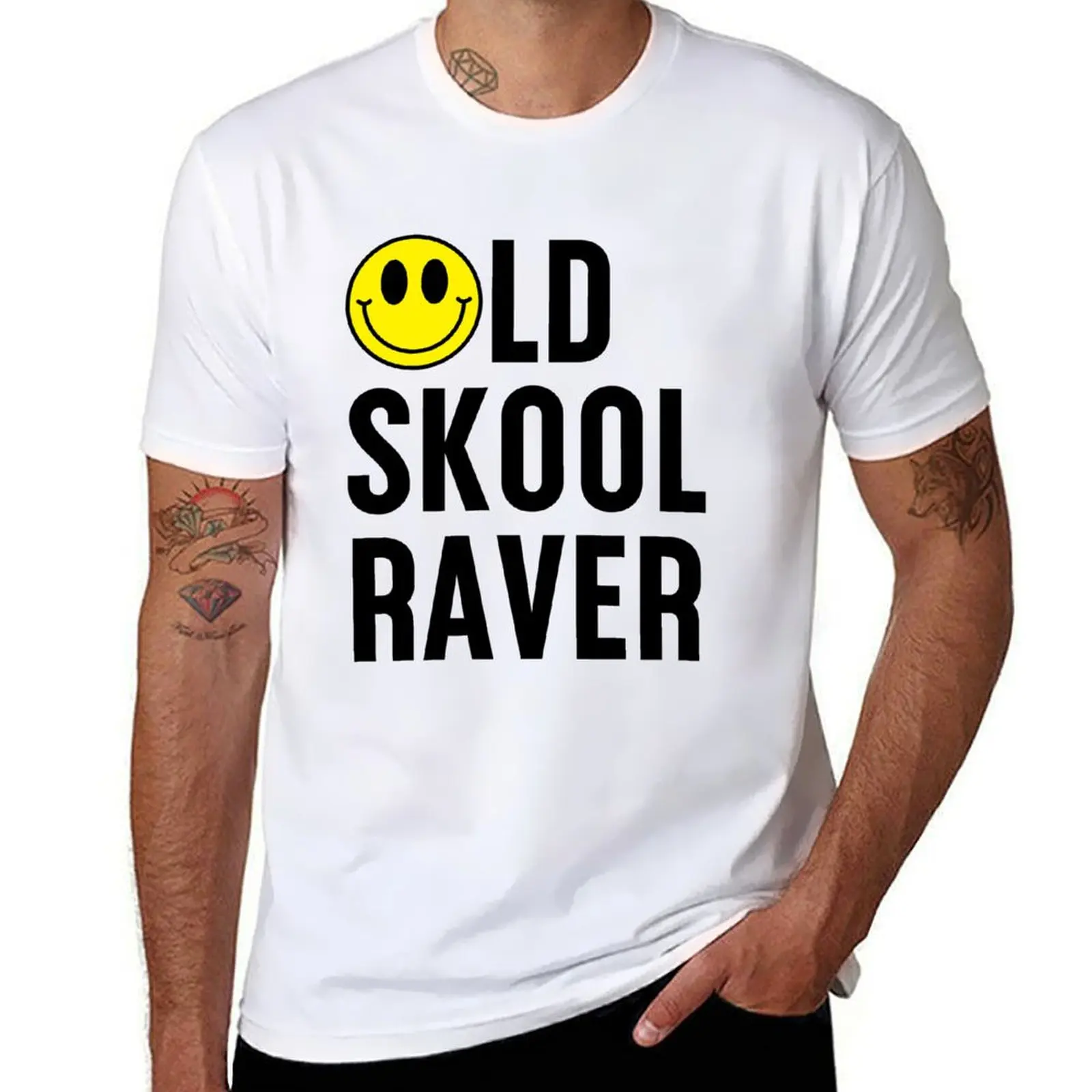 

Old Skool Raver Techno Rave Raving EDM Festival T-Shirt man t shirt graphic printed t shirts for man T-shirt