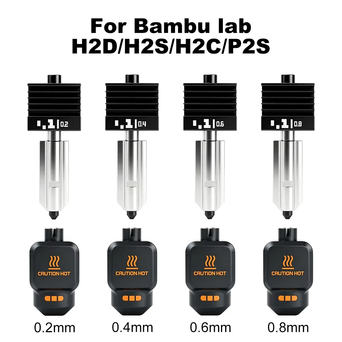 For Bambu Lab P2S/X2D Upgraded Hotend Kit 0.2/0.4/0.6/0.8mm Detachable Nozzle Hot End For Bambulab P2S X2D 3d Printer Accessorie