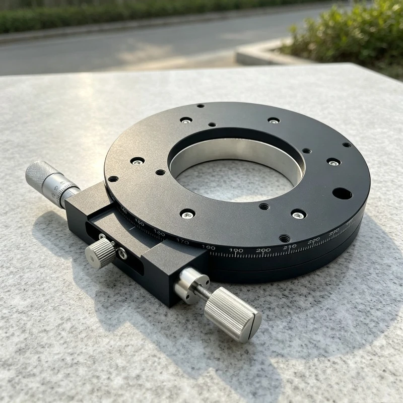R Axis Hollow Rotary Slide 360 Degree Manual Precision Fine Adjustment Optical Displacement Platform PT-SR80 Lab Mount